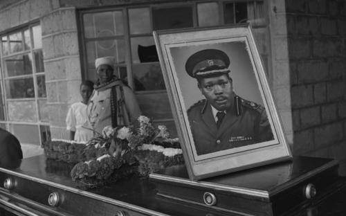 The casket of Warihiu Itote, more popularly known as the legendary Mau Mau leader &quot;General China,&quot; at his home in Gichigirira Farm at Kibibiri, Kenya, 1993