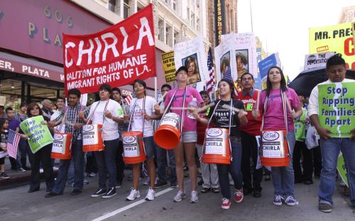 CHIRLA marching n downtown L.A.