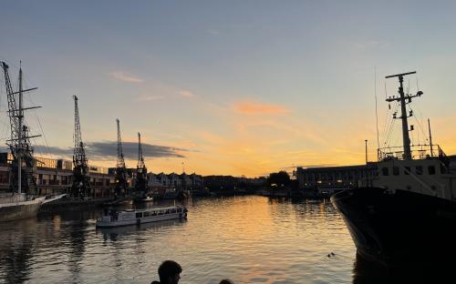 Sunset on sea port – Bristol, England 