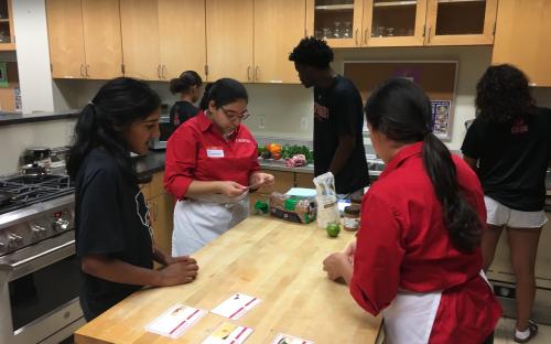 Students preparing food