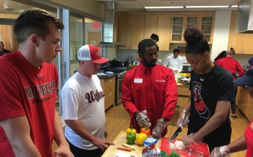 Students preparing food