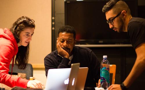 Robert Townsend, Hon.D (CSUN) working with students in Prof. Thomas&#039;s senior film project class.