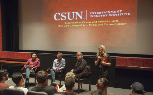 Thelma Vickroy introducing &quot;Pitch to Screen: Production Process Panel&quot; featuring Michael Grill and Donald Petrie. Moderated by Prof. Nate Thomas