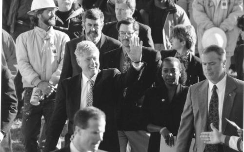 Jan. 15, 1995: President Bill Clinton visits to mark the first anniversary of the Northridge earthquake. 