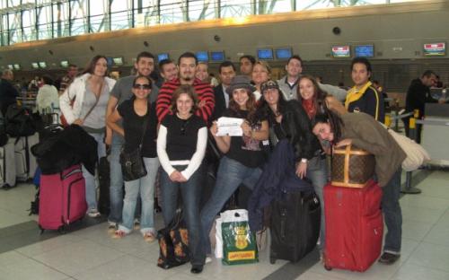 Group in the airport at Ezeiza, Buenos Aires