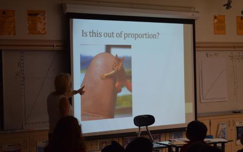 Presentation slide reading &quot;Is this out of proportion?&quot;