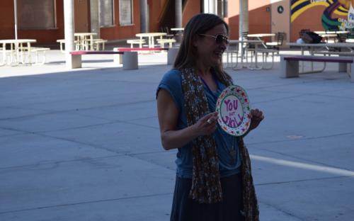 Teaching holding plate reading &quot;You Got Skill&quot;