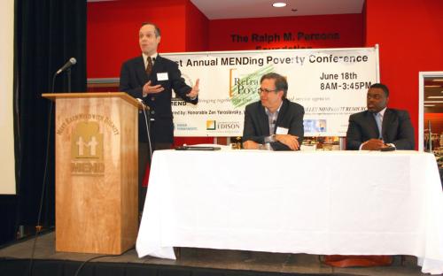 Dr. Thomas E. Backer, speakers Andy Goodman and Frank Gilliam