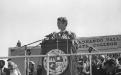 March 1968: Presidential candidates Sen. Robert F. Kennedy and Sen. Eugene McCarthy draw a record 12,000 spectators during a visit to the campus. Student demonstrators burn draft cards.