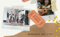 International Education Week 2021 - The Art of Dance and Music: An International Perspective - Scrapbook style with two polaroid images, people dancing and playing guitar