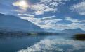 Lake landscape on a partly cloudy day - Switzerland 