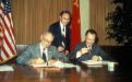 1981: President Cleary signs university’s first foreign student exchange agreement with China, and later with schools in Japan, Ukraine, South Korea, Brazil, Taiwan and the Netherlands. 