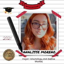 Analisse Moreno, Criminology and Justice Studies Major, Class of 2021, Project Date Peer Educator Volunteer