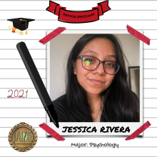 Jessica Rivera, Psychology Major, Class of 2021, JADE Program Peer Educator Volunteer