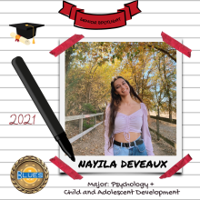 Nayila Deveaux, Psychology and Child and Adolescent Development Major, Class of 2021, Blues Project Peer Educator Volunteer