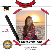 Samantha Tan, Business Management Major, Class of 2021, Blues Project Peer Educator Volunteer