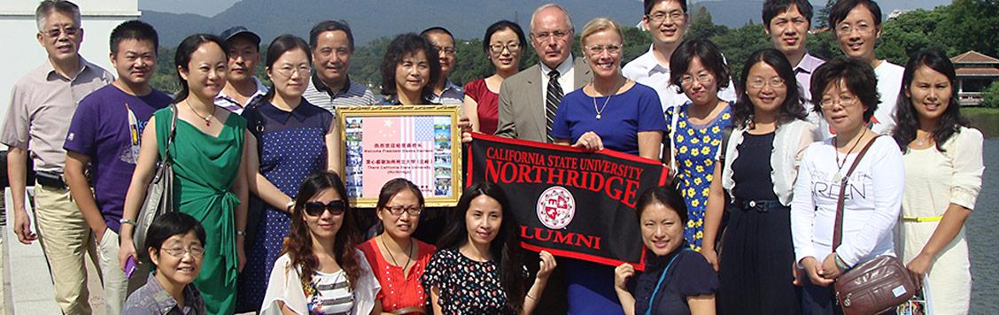 CSUN president with alumni in China