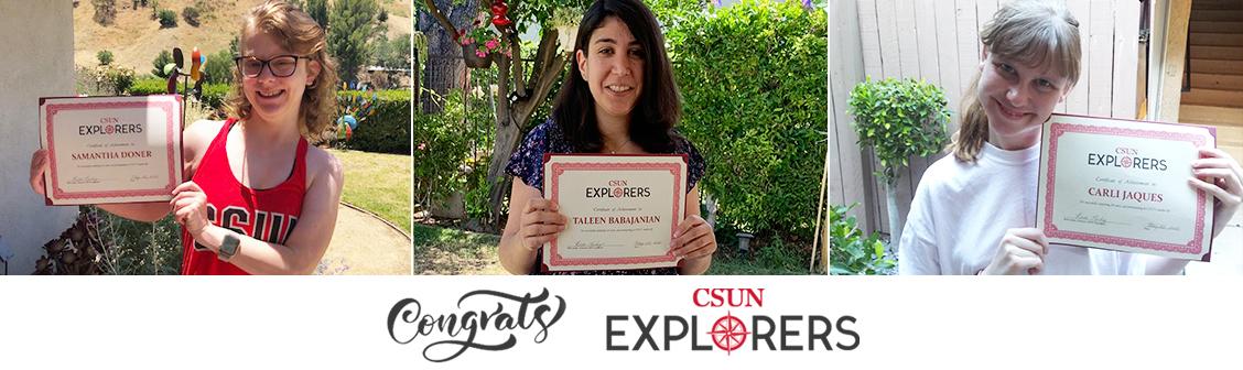 CSUN Explorers graduates holding certificates