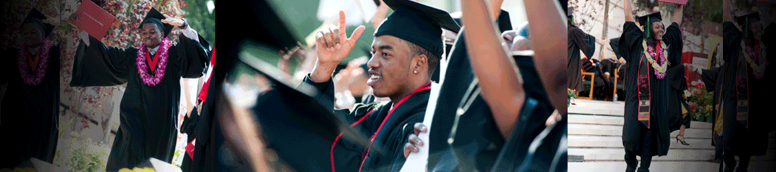 Banner with multiple images of African American students graduating from CSUN