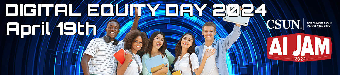 Multi-ethnic students in a digital world Digital Equity Day. 2024 April 19th