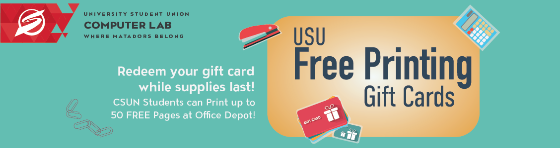 USU Free Printing Gift Cards
