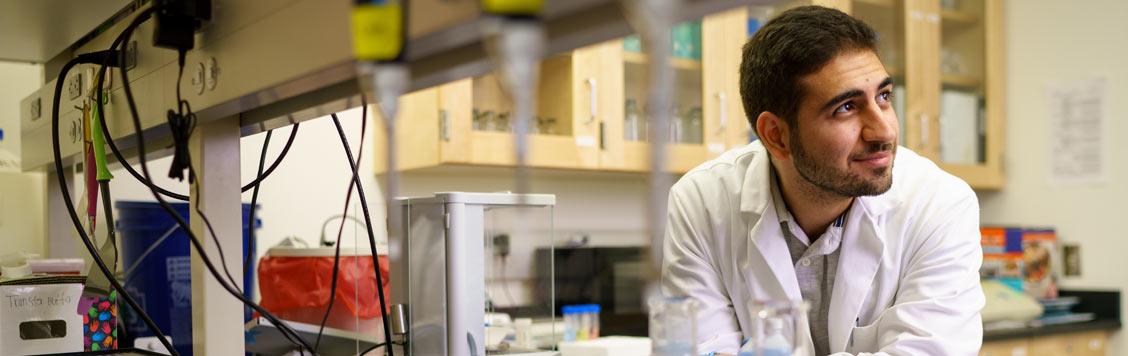 Male student in lab.