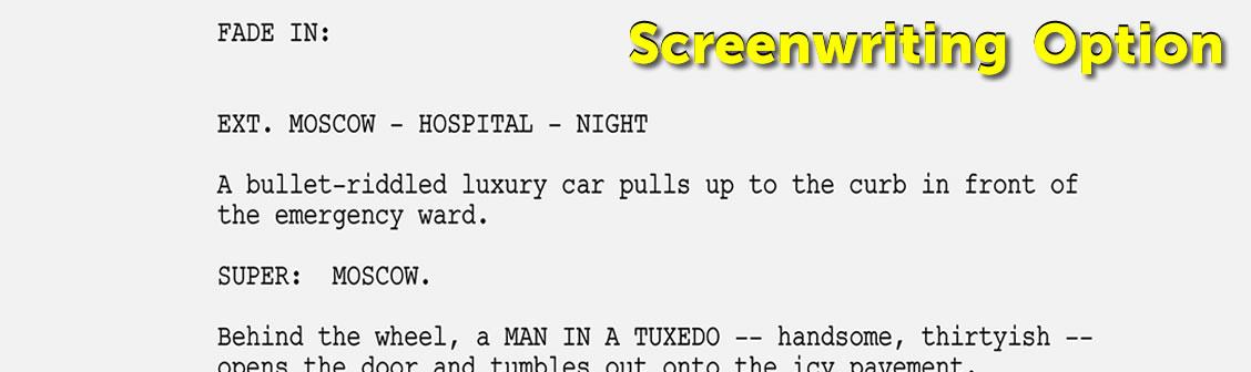 Page from a script.  Title Screenwriting Option
