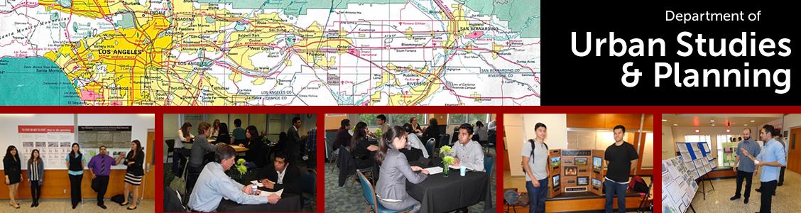 Collage of Urban Studies events/map of Los Angeles