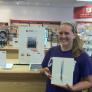 Student, Katelyn Fields, with her new iPad in the Matador bookstore