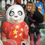 Lisa Farber with panda statue