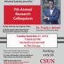 7th annual research colloquium, featuring Dr. Travis Bristol, 11/27/18, 7-8:30pm, Kurland Lecture Hall, RSVP online