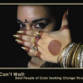 Indian Woman with mark on forehead and henna striped hand with numerous metal bracelets covering mouth - text on bottom says: Justice Can&#039;t Wait: Deaf People of Color Seeking Change Through the Arts