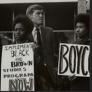 2 black students with posters advocating for Black Studies at CSUN 1969