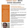 David Sedaris flier for Nov. 16