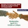 QPR Suicide Prevention Training for Faculty and Staff, April 21st at 12pm.  Hands reaching out to one another in a sign of support and offering of help.