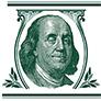 Benjamin Franklin winking.