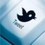 Twitter mascot on a keyboard.