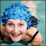 happy woman swimming
