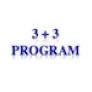Image of the text &quot;3 + 3 Program&quot; in blue font