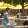 Students using their laptops outdoors on campus.