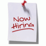 Red words on white background &quot;Now Hiring&quot;