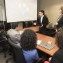 A CSUN MBA student presents information to a local business, as part of the MBA Small Business Consulting Program in the CSUN Nazarian College. 