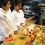 students learning to prepare healthy food