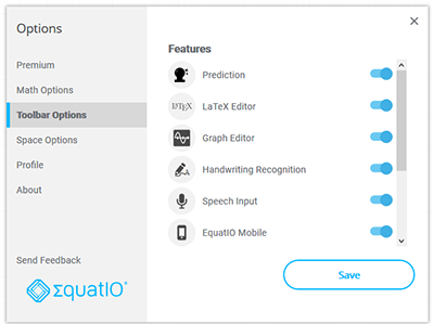 EquatIO toolbar options