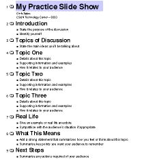 Outline View of a slide presentation