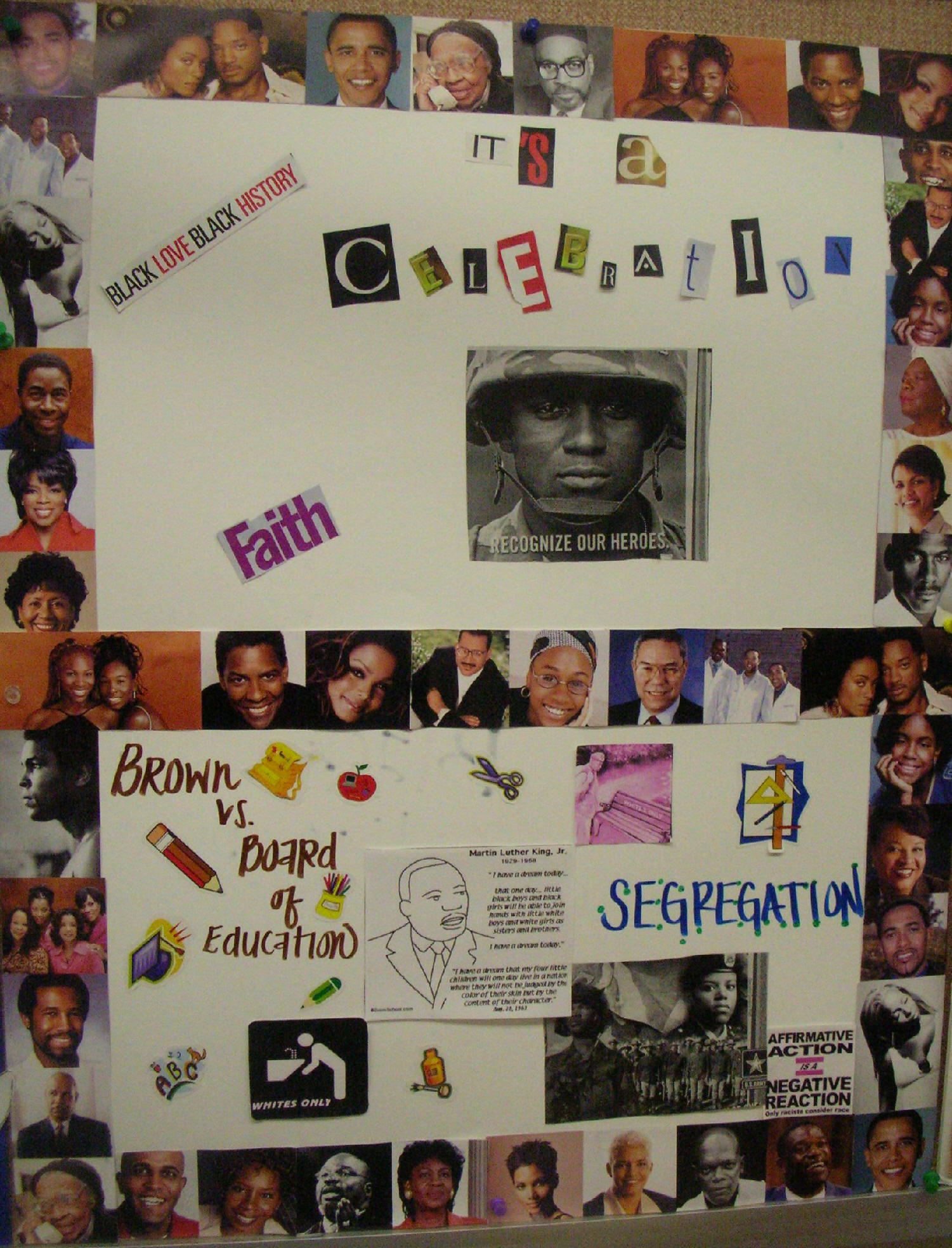 The final project:  It is a border with successful African American people.  We also incorporate the late 1960's struggle with the Brown vs. the board of education and segregation.