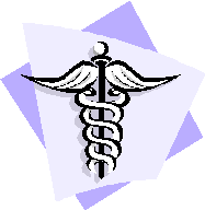 Medical symbol of staff, snakes and wings